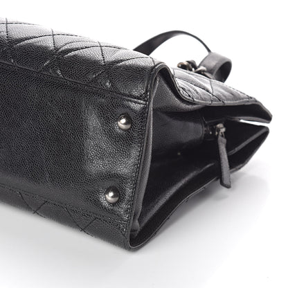 Chanel Crumpled Grained Calfskin Quilted CC Crave Tote Black 10 of 11