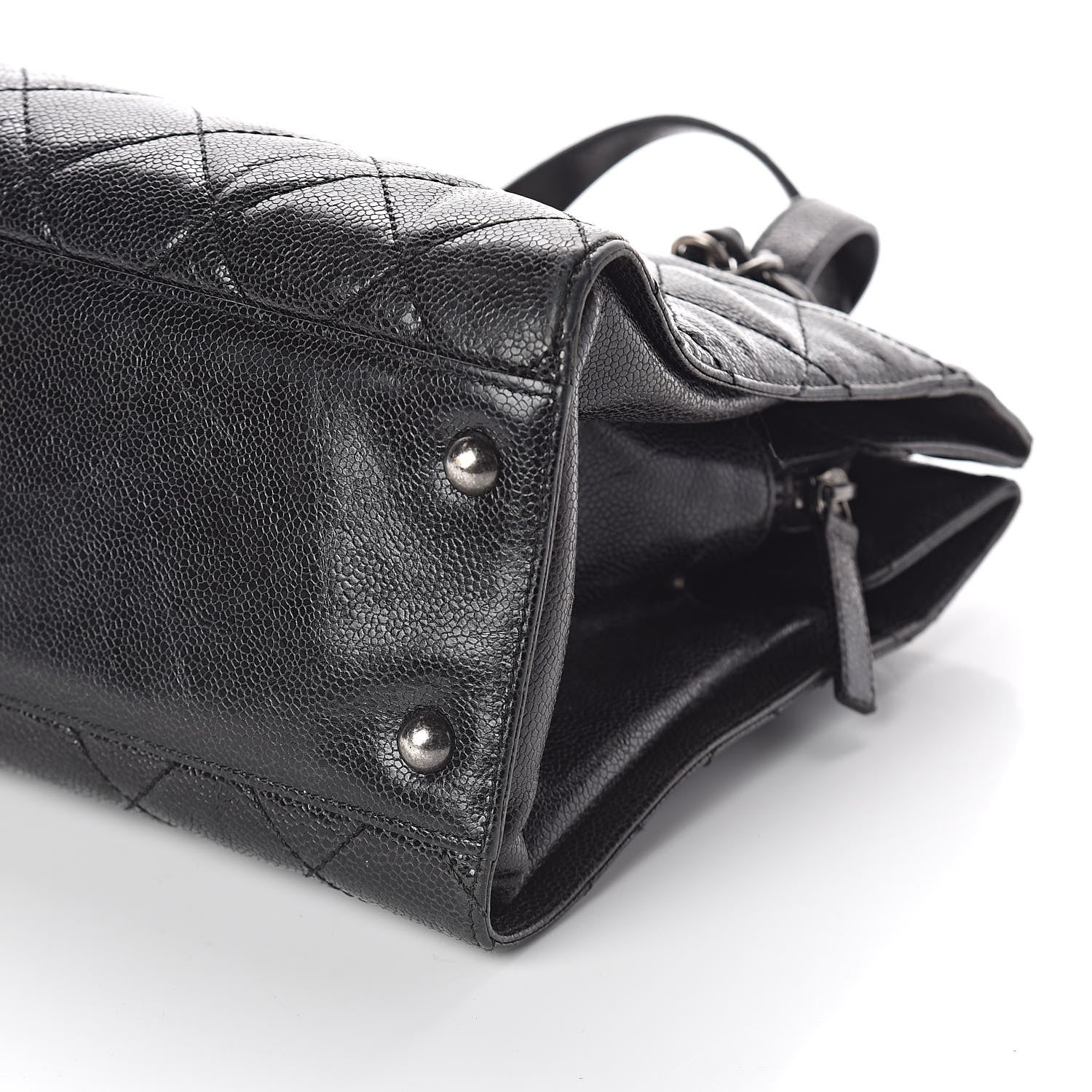 Chanel Crumpled Grained Calfskin Quilted CC Crave Tote Black 10 of 11