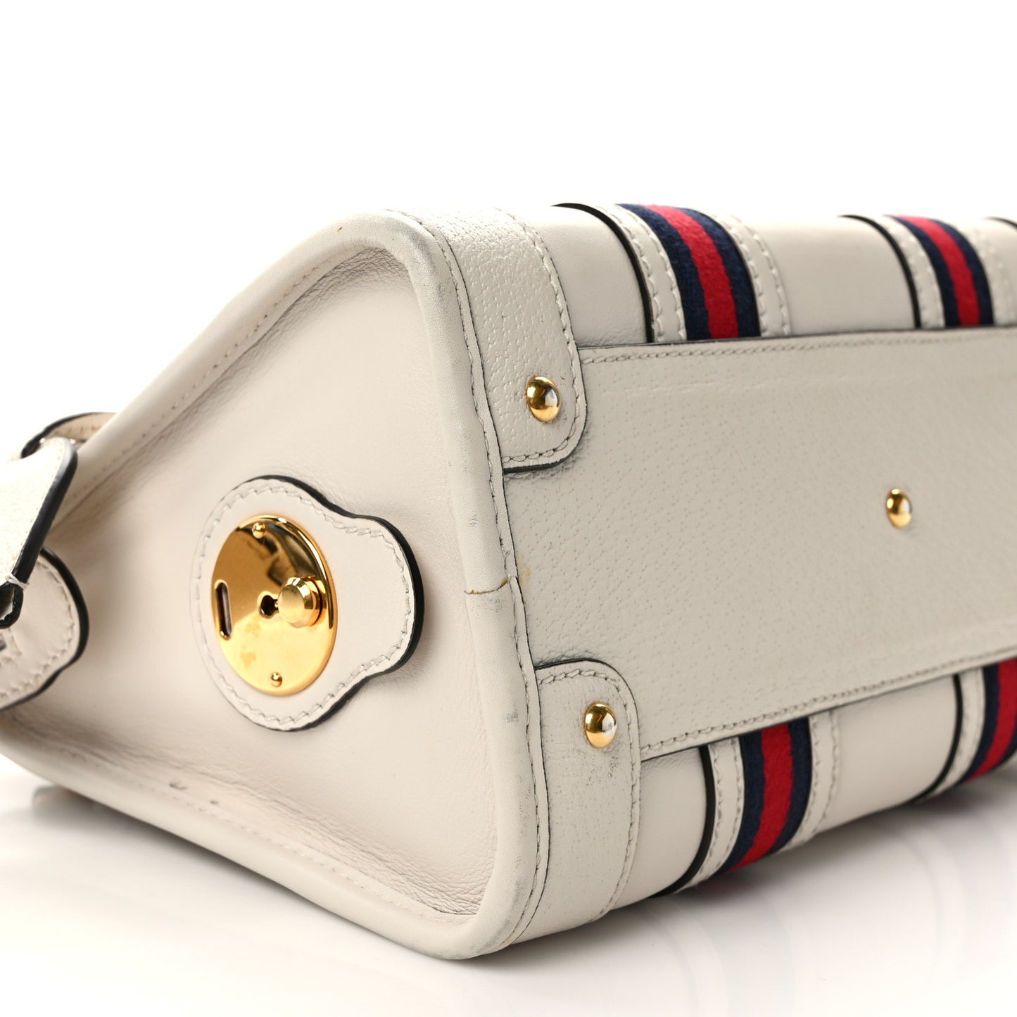 Koi Calfskin Small Bauletto Duffle Top Handle Bag Mystic White