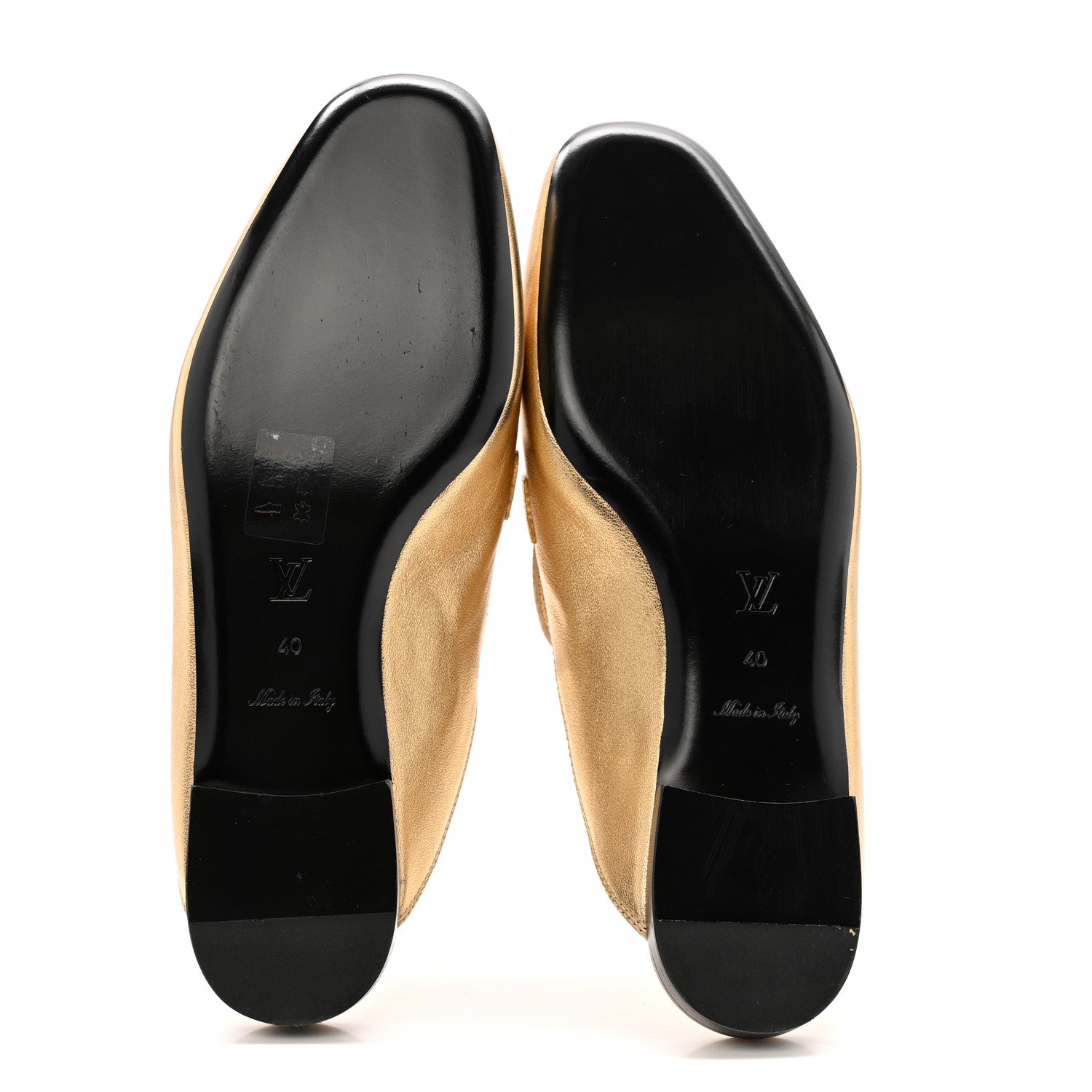 Louis Vuitton Metallic Lambskin Upper Case Open Back Flat Loafer 40 Gold 6 of 10