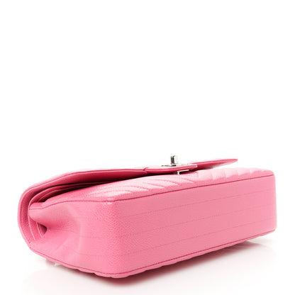 Chanel Caviar Chevron Quilted Medium Double Flap Pink 4 of 11