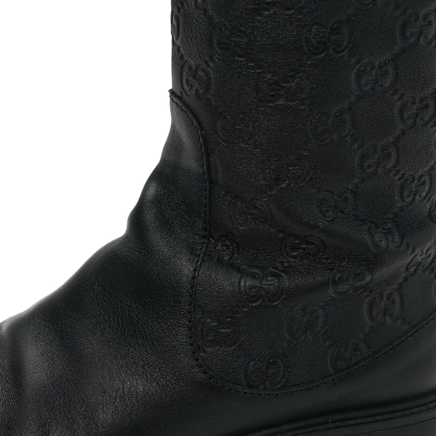 Guccissima Calfskin Miro Soft Knee High Riding Boots 38 Black