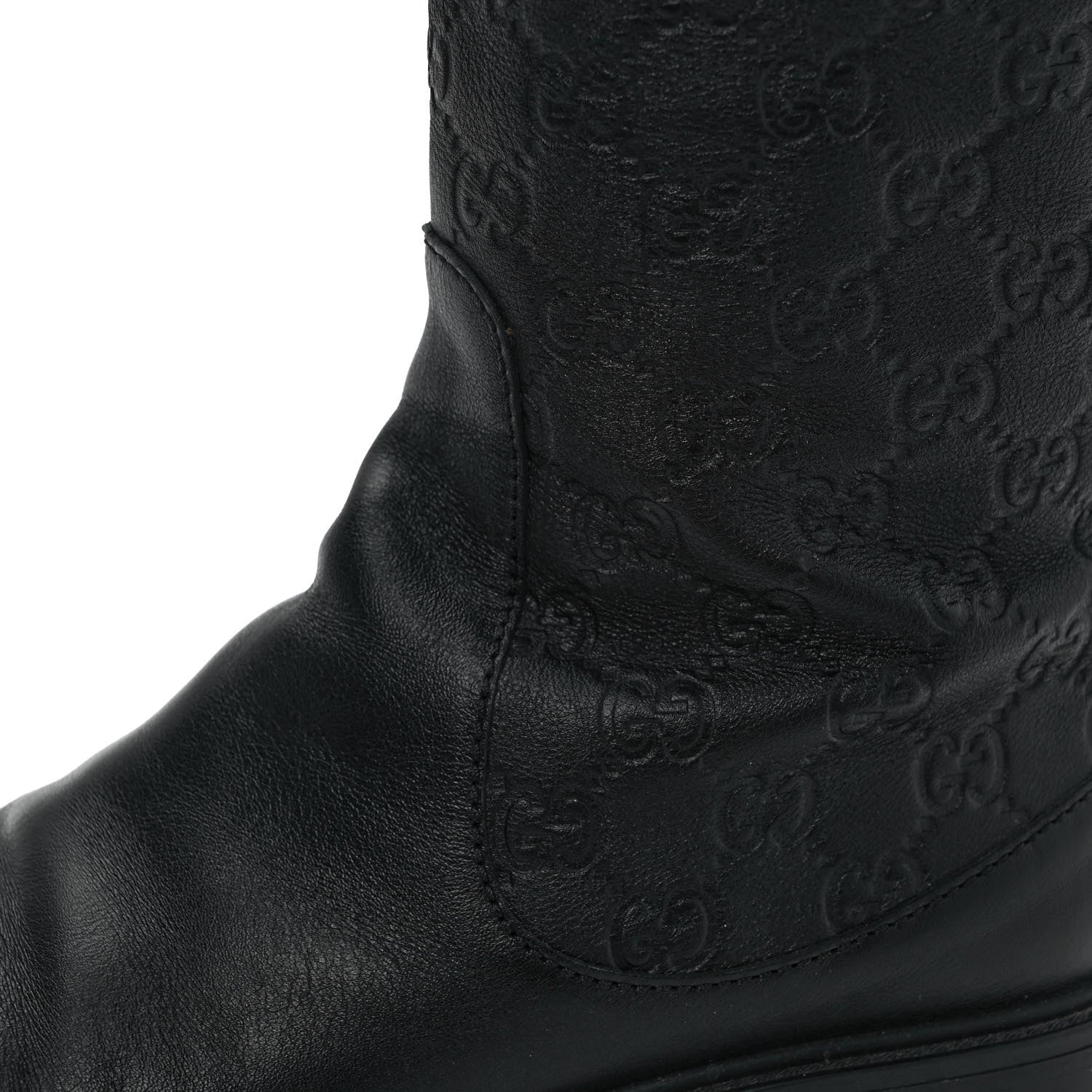 Gucci Guccissima Calfskin Miro Soft Knee High Riding Boots 38 Black 10 of 10
