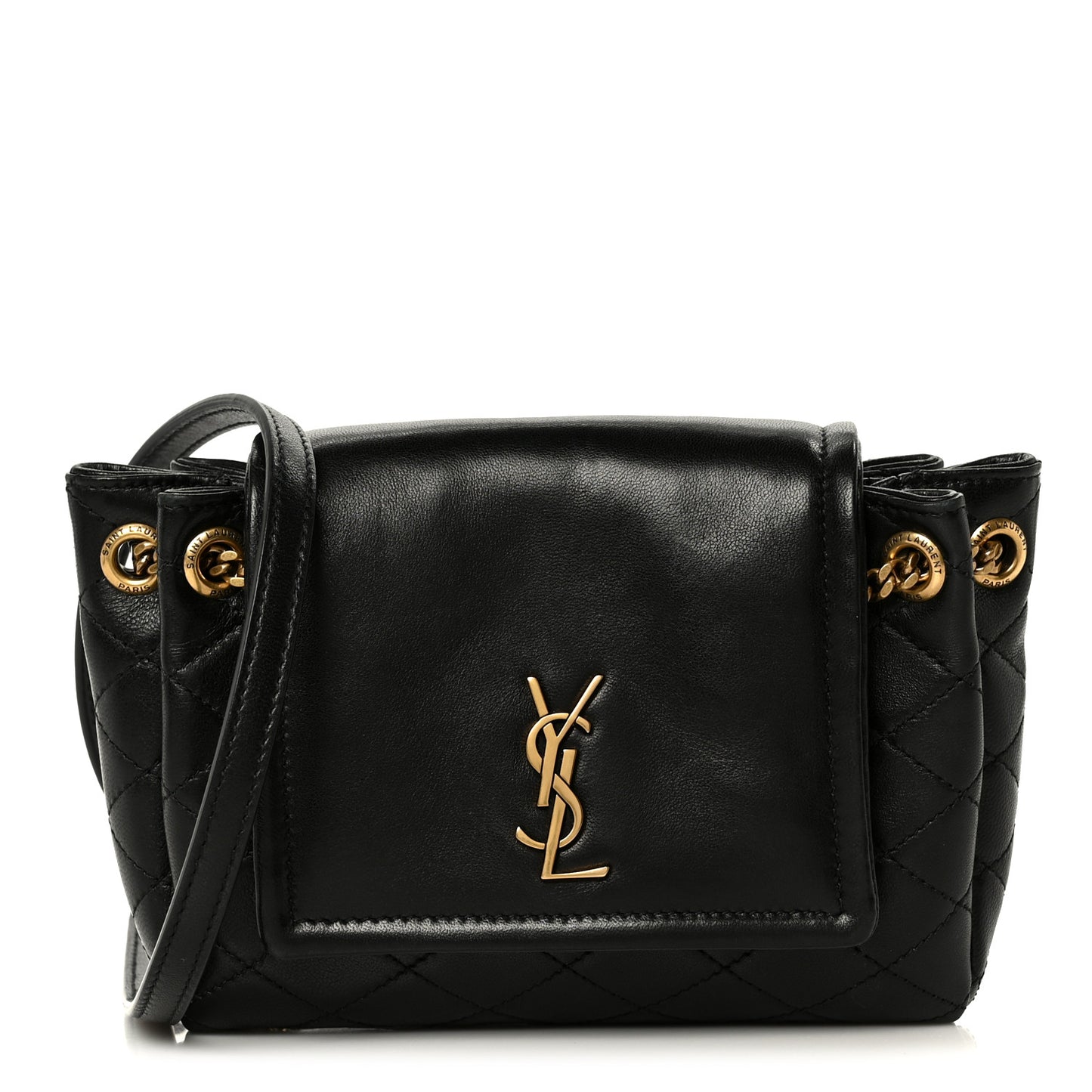 Lambskin Quilted Monogram Mini Nolita Black