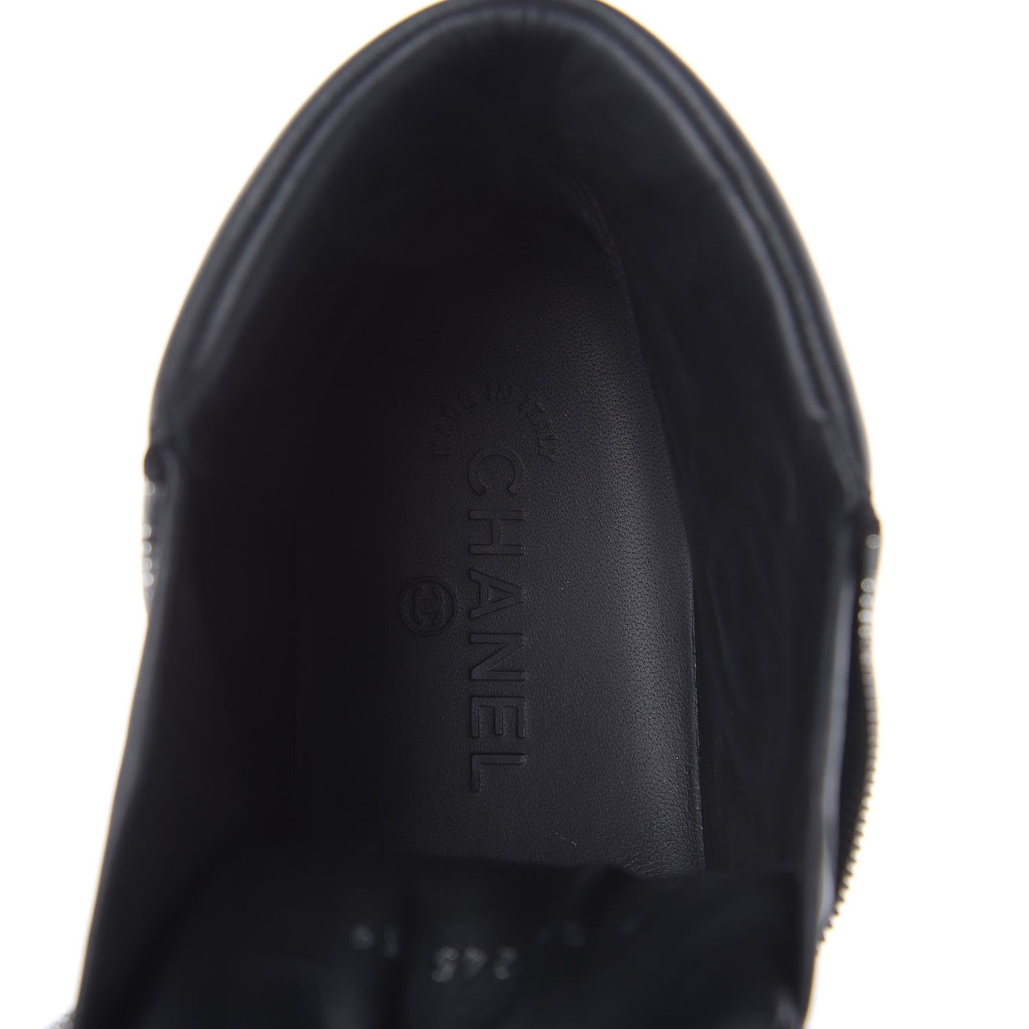 Chanel Calfskin Pearl High Top CC Sneakers 39 Black 6 of 8