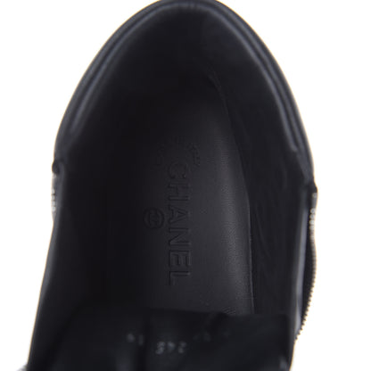 Chanel Calfskin Pearl High Top CC Sneakers 39 Black 6 of 8