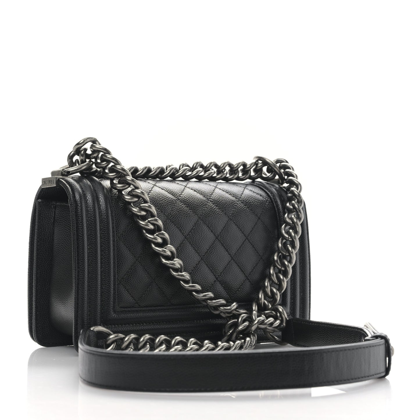 Caviar Quilted Small Boy Flap Black