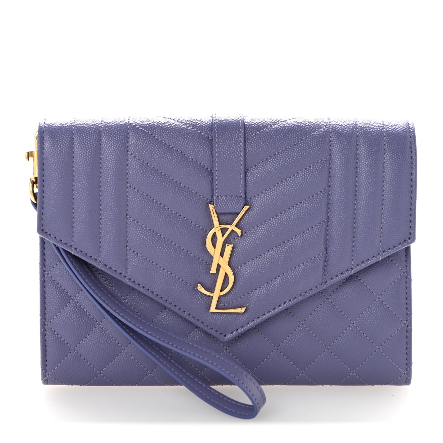 Grain De Poudre Textured Mixed Matelasse Triquilt Monogram Clutch Dark Wisteria