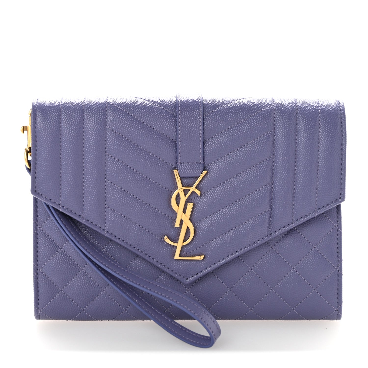 Saint Laurent Grain De Poudre Textured Mixed Matelasse Triquilt Monogram Clutch Dark Wisteria 1 of 12