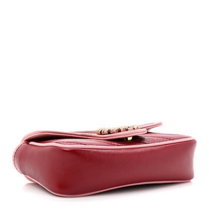 Gucci Azalea Calfskin Enamel Matelasse Diagonal Super Mini Torchon GG Marmont Shoulder Bag New Cherry Red Wild Rose 4 of 12