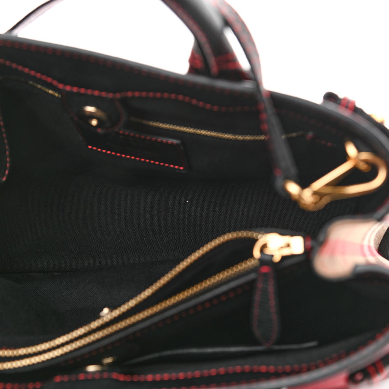 Burberry Grainy Calfskin Patchwork Medium Banner Tote Red Multicolor 6 of 13