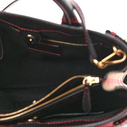 Burberry Grainy Calfskin Patchwork Medium Banner Tote Red Multicolor 6 of 13