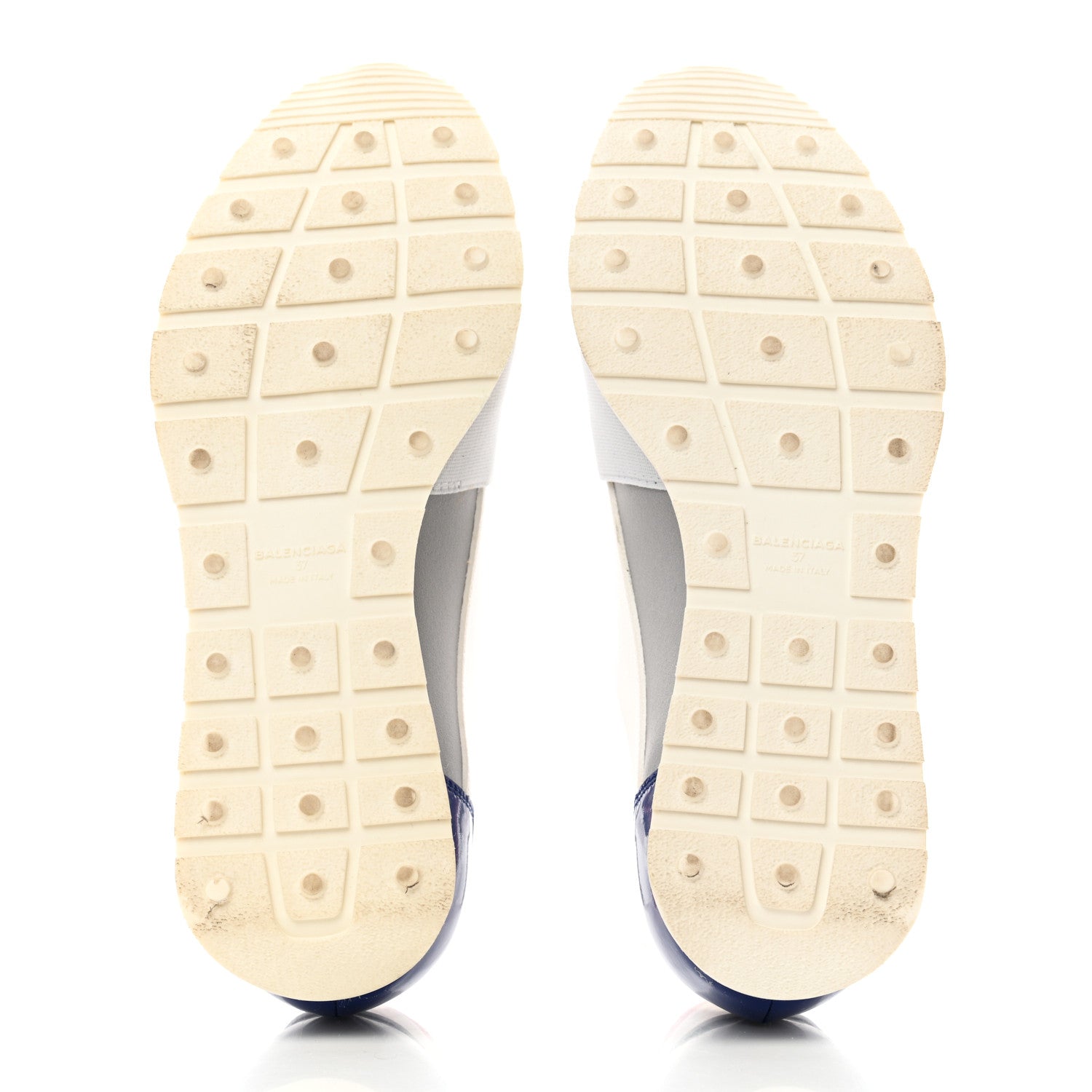 Balenciaga Mesh Calfskin Neoprene Patent Womens Race Runner Sneakers 37 White Multicolor 5 of 7