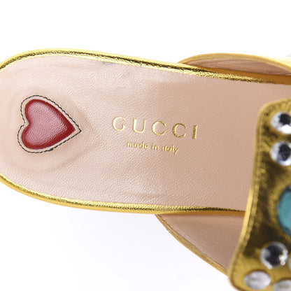 Gucci Metallic Nappa Crystal Womens Princetown Slippers 37.5 Gold 7 of 9