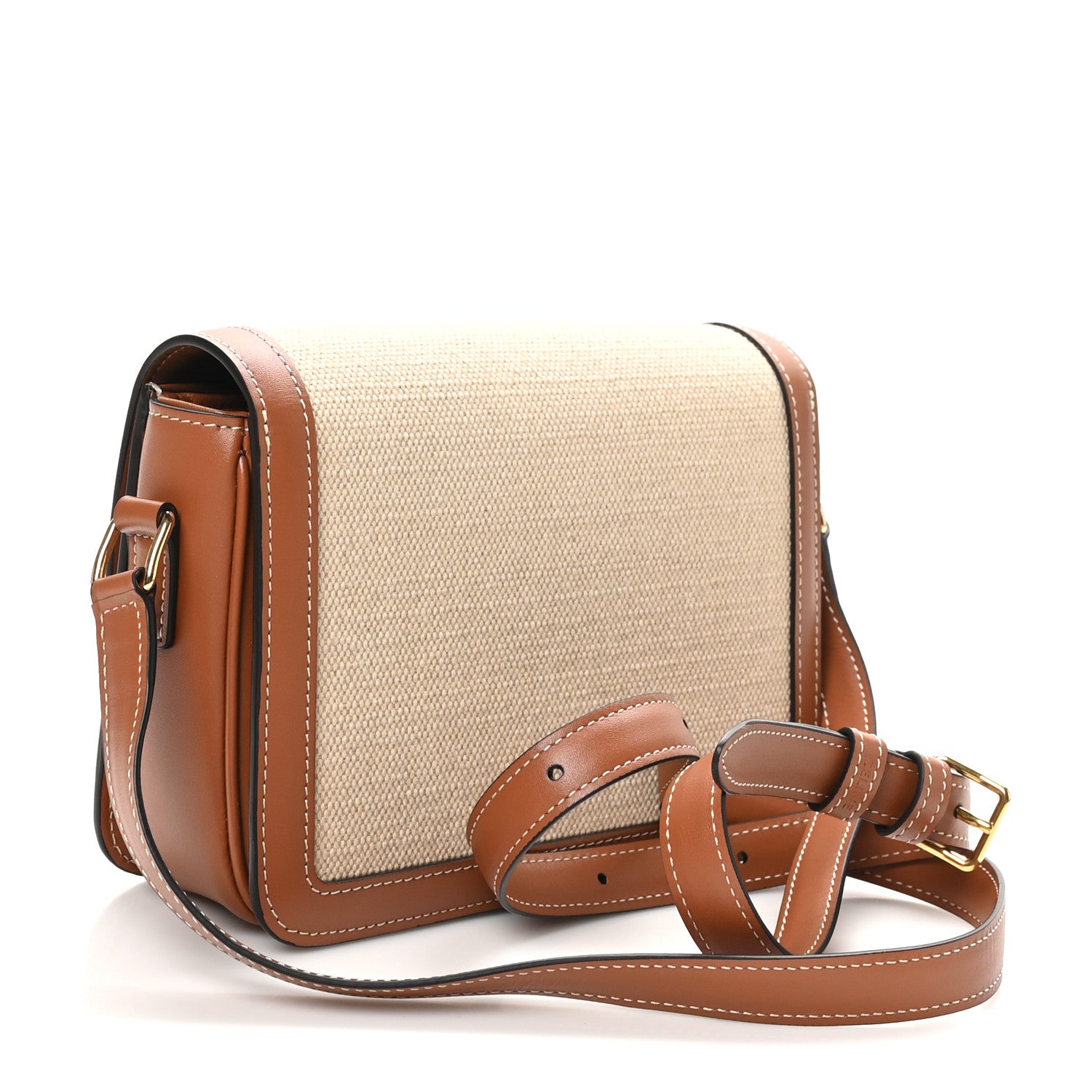 Celine Textile Calfskin Classique Triomphe Bag Natural Tan 3 of 9