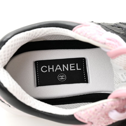 Chanel Tweed Suede Calfskin CC Sneakers 38.5 Gray Pink 7 of 9