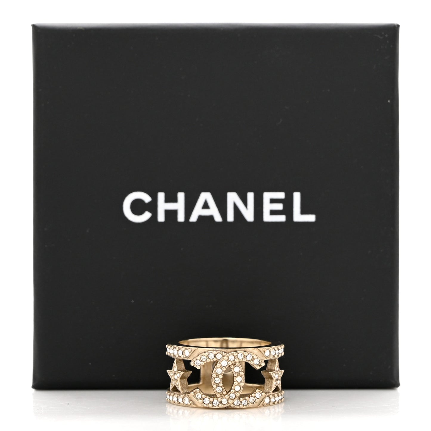 Metal Crystal CC Star Ring 51 Light Gold