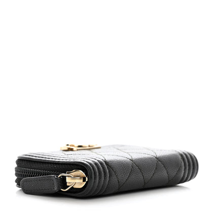 Chanel Caviar Quilted Boy Zip Around Coin Purse Wallet Black 4 of 9