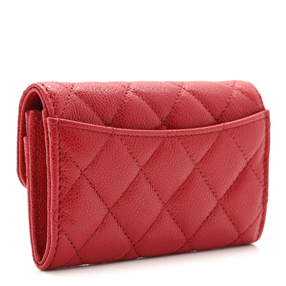 Chanel Caviar Quilted Flap Card Holder Wallet Red 3 of 9
