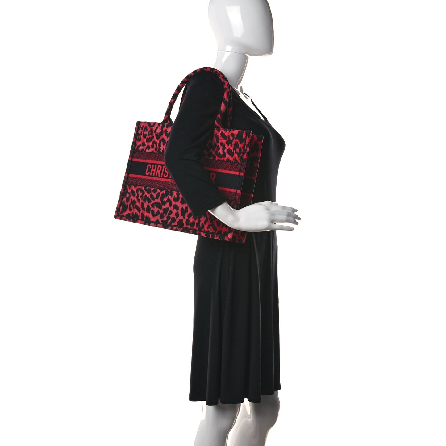 Canvas Mizza Embroidered Medium Leopard Book Tote Fuchsia Multicolor