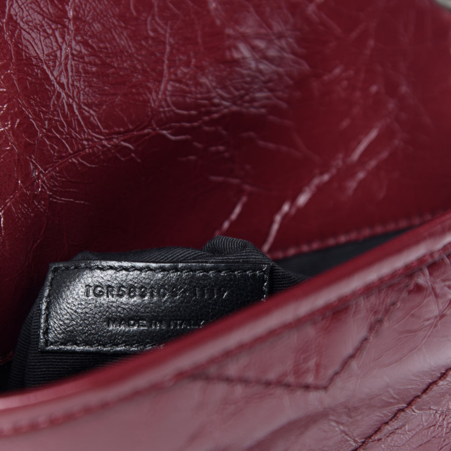 Crinkled Calfskin Matelasse Monogram Niki Chain Wallet Dark Legion Red