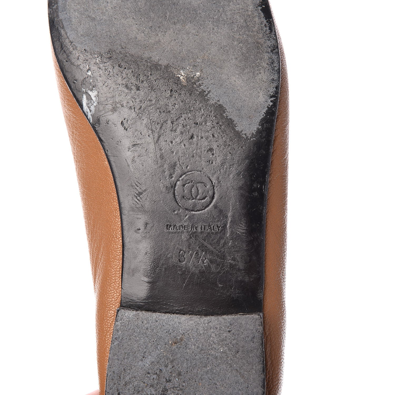Chanel Patent Goatskin Cap Toe Ballerina Flats 37.5 Camel 8 of 18