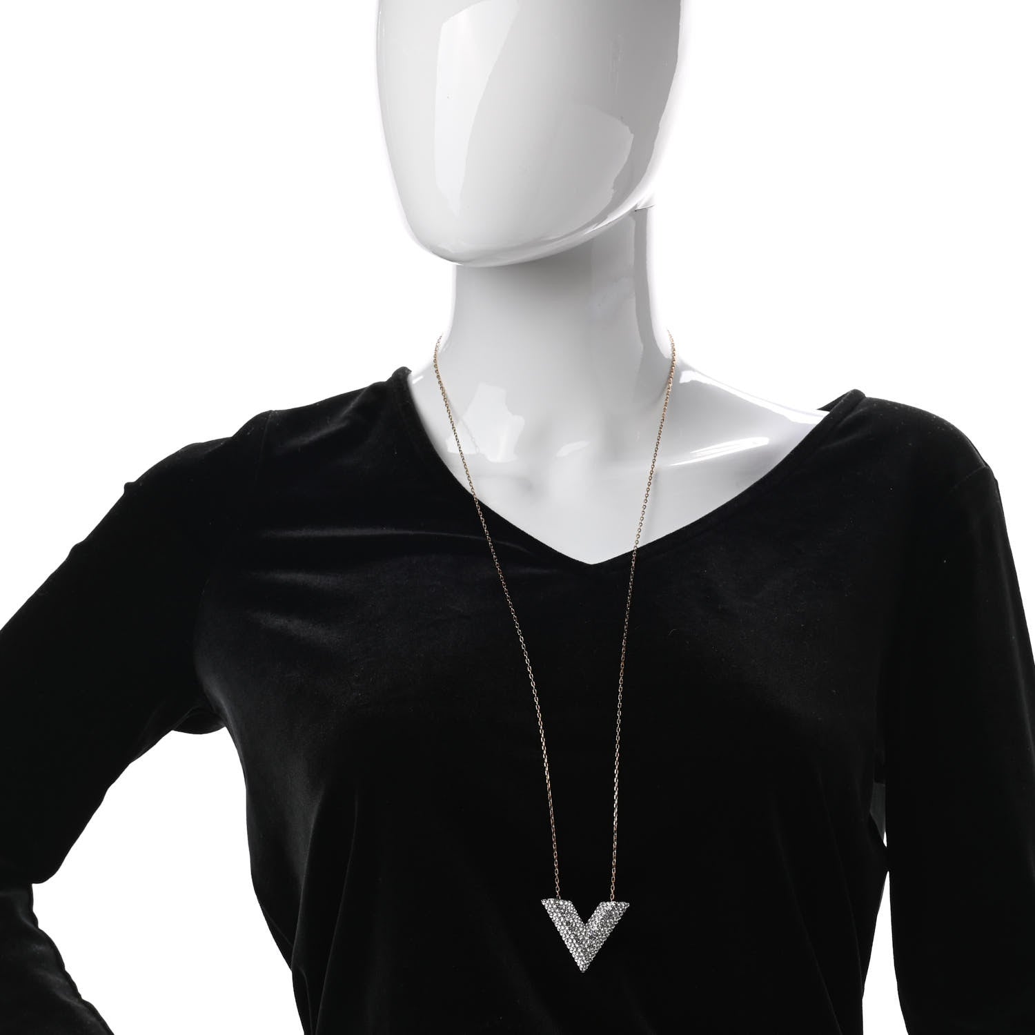 Louis Vuitton Crystal Essential V Necklace Gold 2 of 6