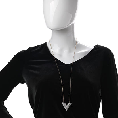 Louis Vuitton Crystal Essential V Necklace Gold 2 of 6