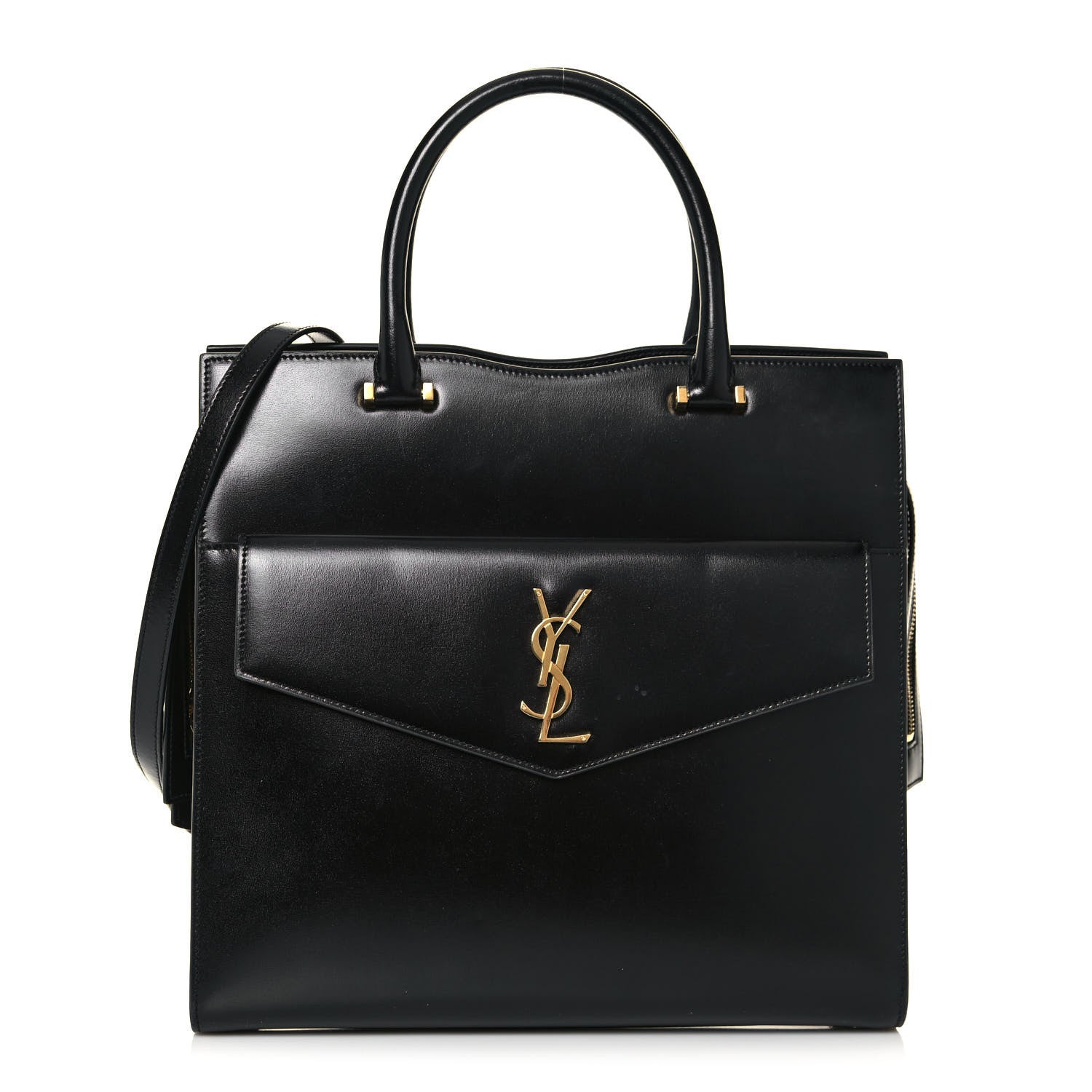 Saint Laurent Shiny Calfskin Large Uptown Tote Black 1 of 15