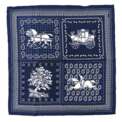 Hermes Silk Ecuries Parisiennes Bandana Scarf 55 Marine Black White 1 of 3