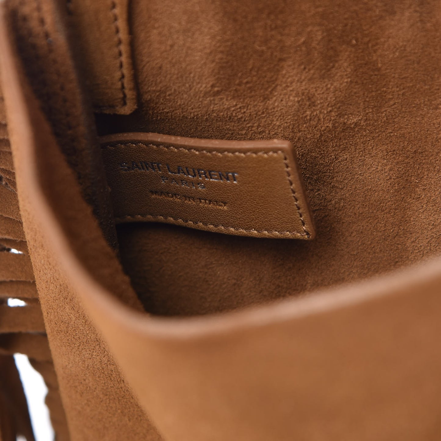 Suede Fringe Flat Anita Crossbody Bag Camel