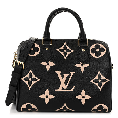 Louis Vuitton Empreinte Monogram Giant Speedy Bandouliere 25 Black Beige 1 of 10