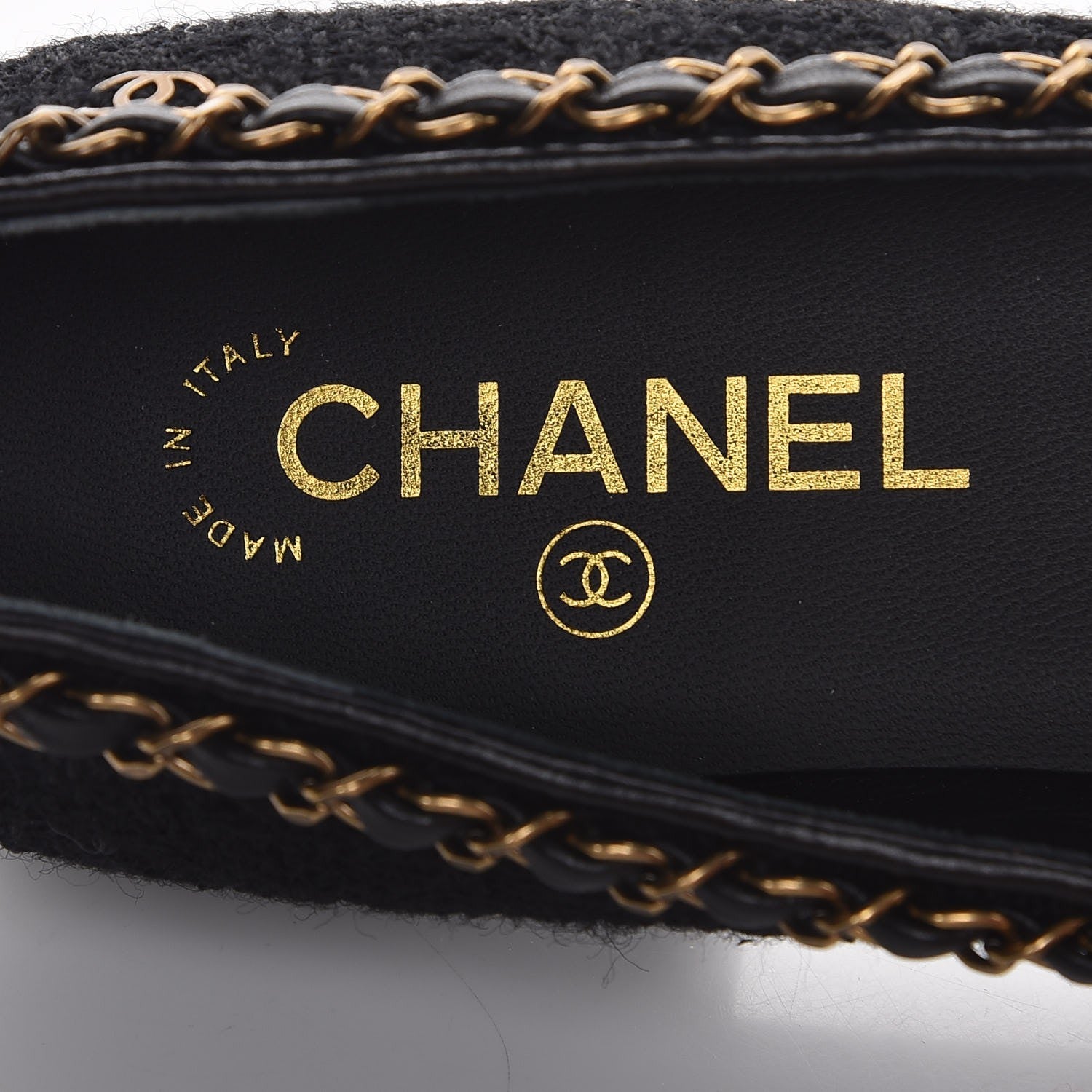 Chanel Tweed Grosgrain Chained Cap Toe Ballerina Flats 40 Black 9 of 11