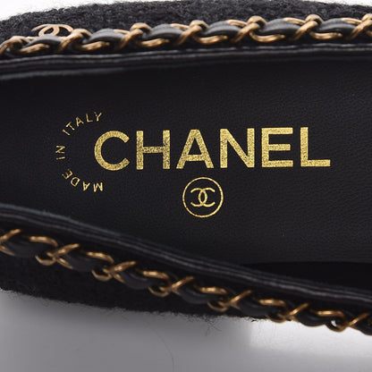 Chanel Tweed Grosgrain Chained Cap Toe Ballerina Flats 40 Black 9 of 11