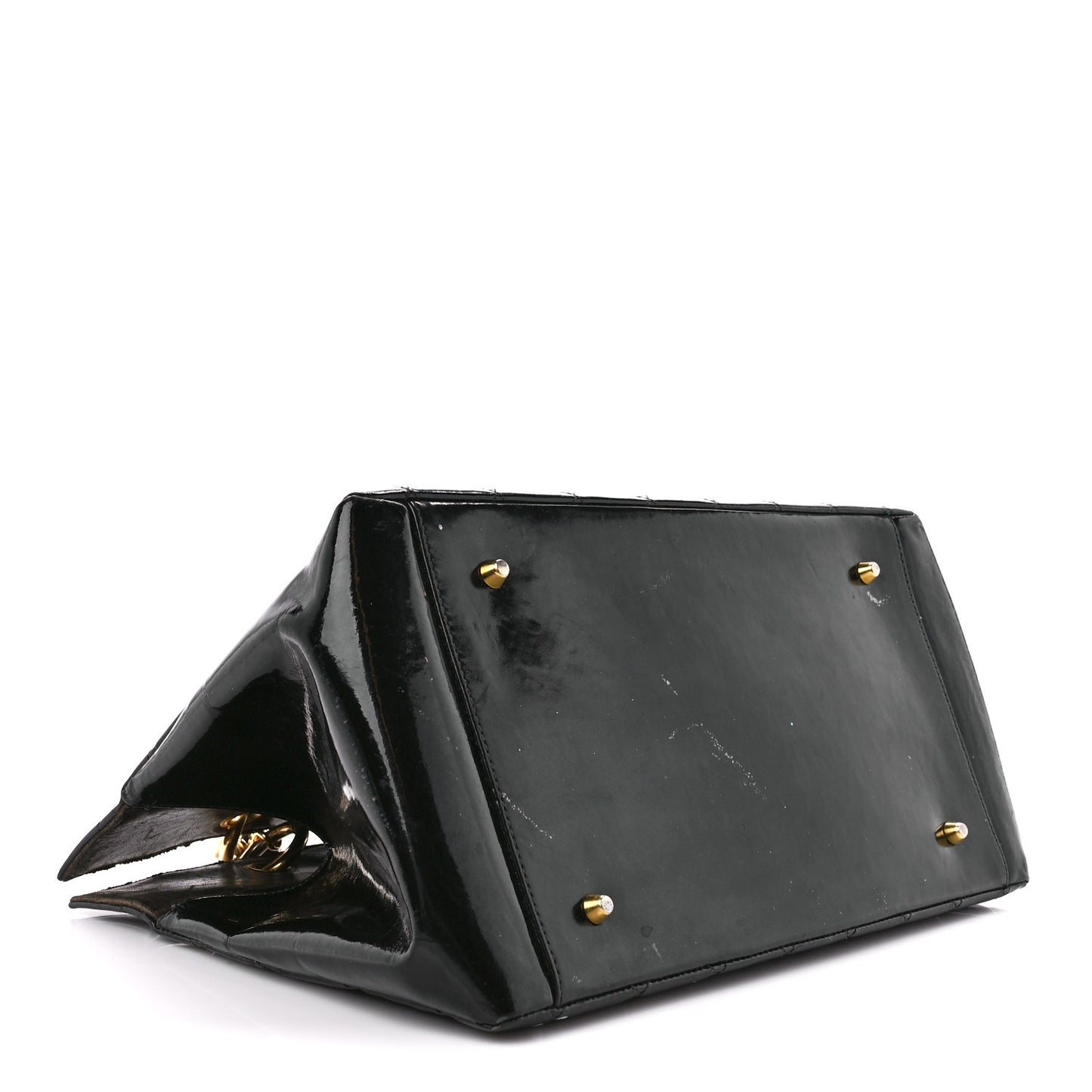 Patent Quilted Grand Shopping Tote GST Black