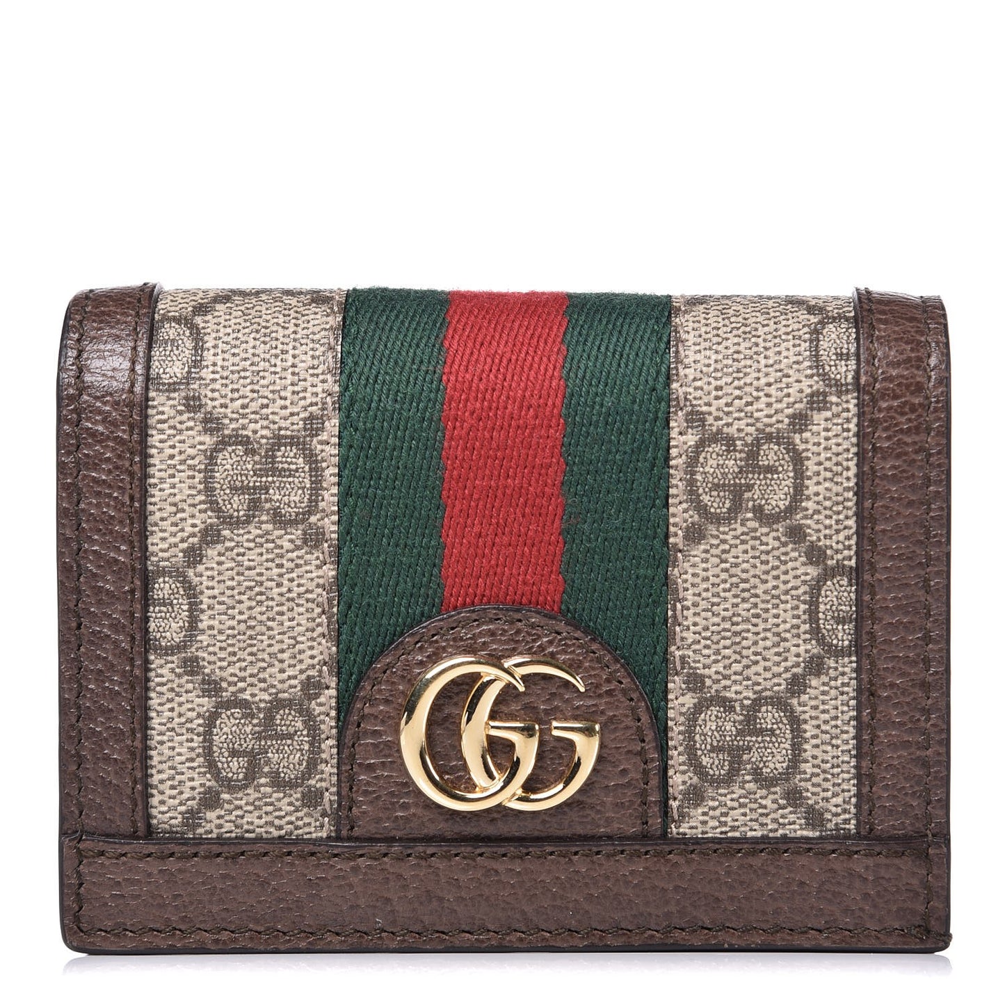 GG Supreme Monogram Web Ophidia Card Case Beige New Acero