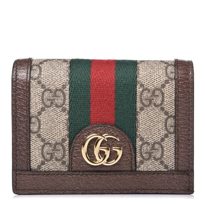 Gucci GG Supreme Monogram Web Ophidia Card Case Beige New Acero 1 of 8
