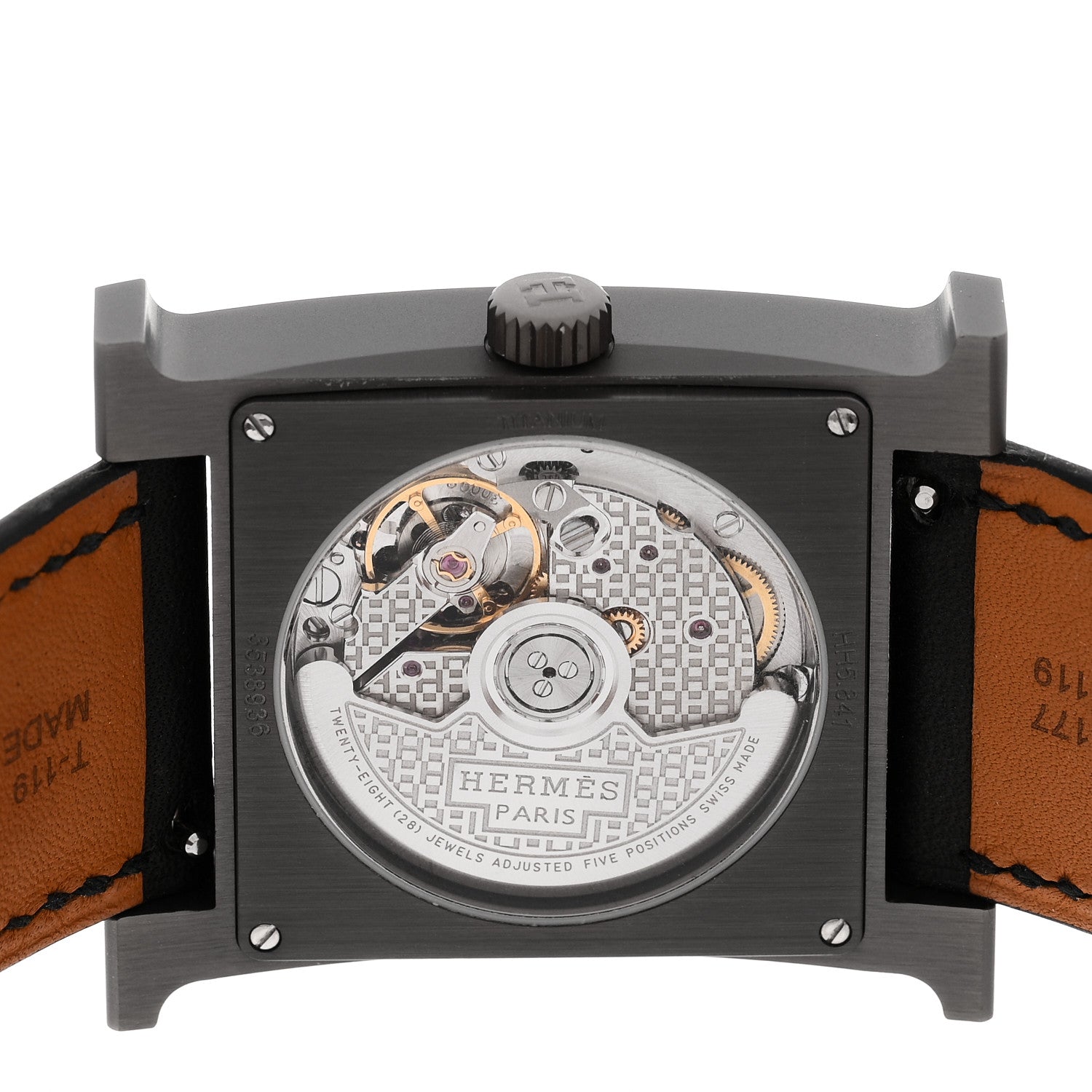 Hermes Titanium Barenia 30mm Heure H Hour Quartz Watch Noir