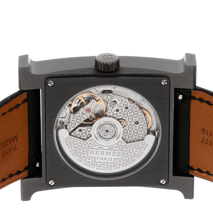 Hermes Titanium Barenia 30mm Heure H Hour Quartz Watch Noir 4 of 5