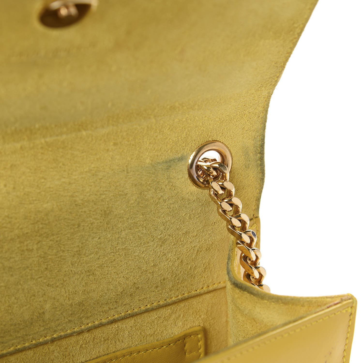 Saint Laurent Patent Small Classic Monogram Kate Satchel Yellow 13 of 17