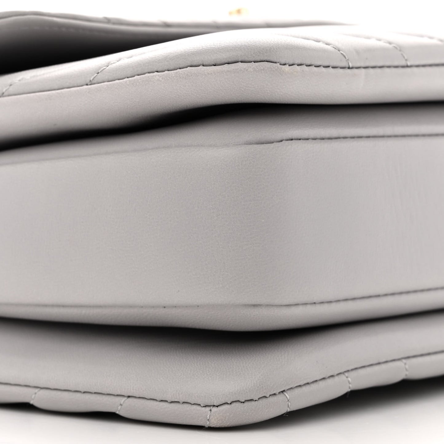 Lambskin Chevron Quilted Medium Trendy CC Dual Handle Flap Bag Grey