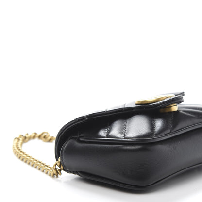Gucci Calfskin Matelasse GG Marmont 2.0 Coin Purse On A Chain Black 8 of 11