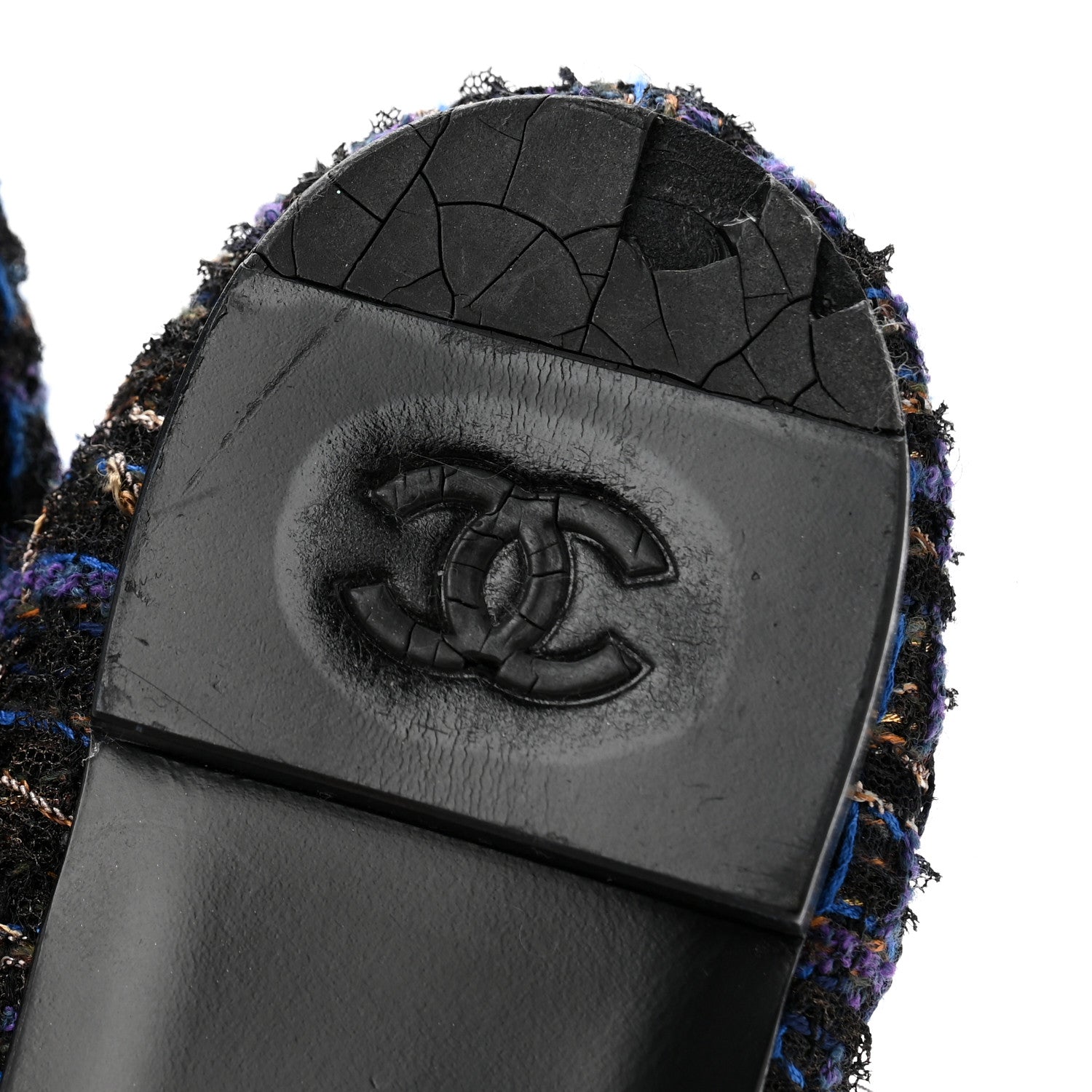 Chanel Tweed Lambskin Cap Toe Ballerina Flats 40 Navy Blue Black 10 of 10