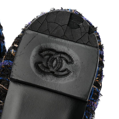 Chanel Tweed Lambskin Cap Toe Ballerina Flats 40 Navy Blue Black 10 of 10