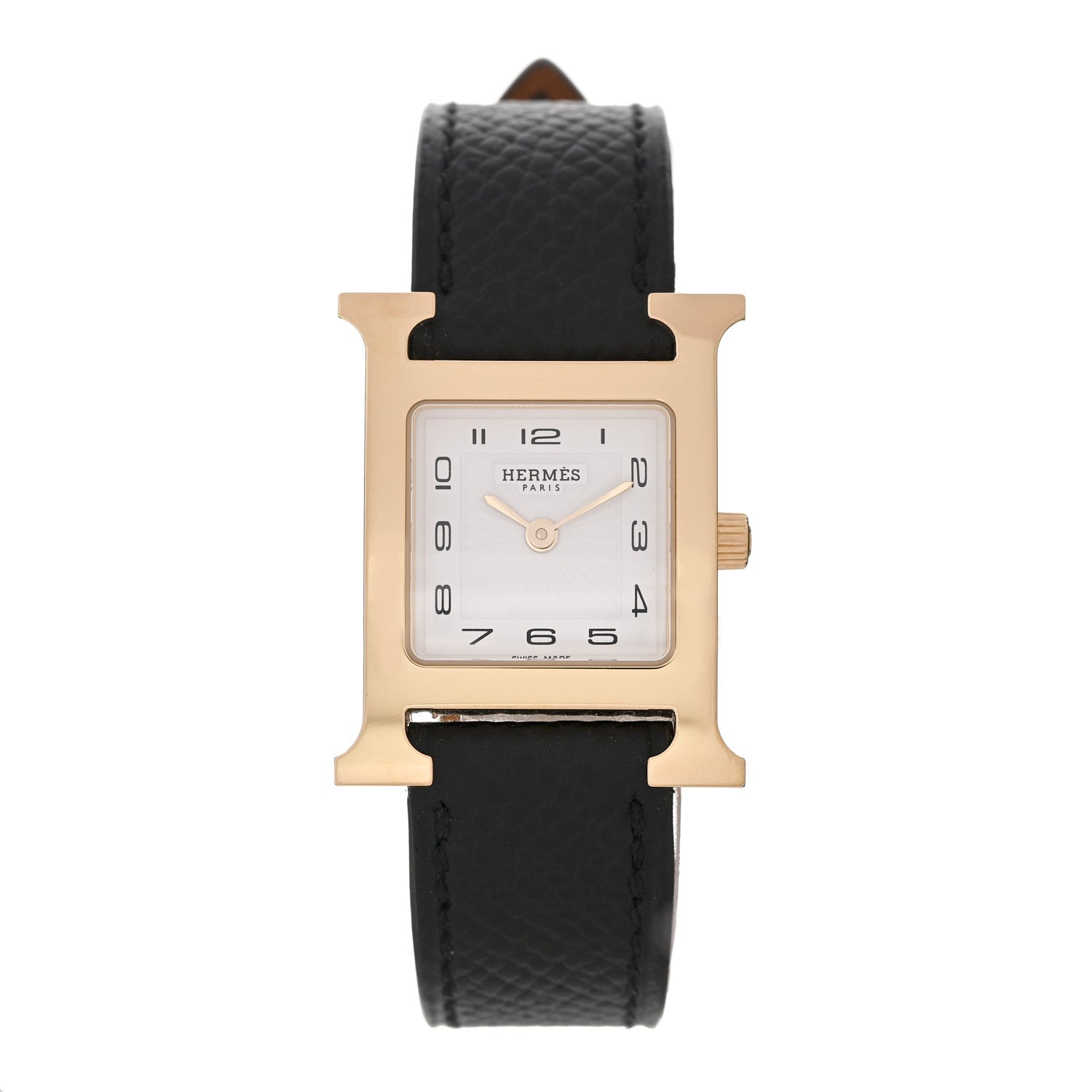Hermes Stainless Steel Epsom 21mm Heure H Hour Quartz Watch Noir 1 of 5