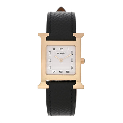 Hermes Stainless Steel Epsom 21mm Heure H Hour Quartz Watch Noir 1 of 5