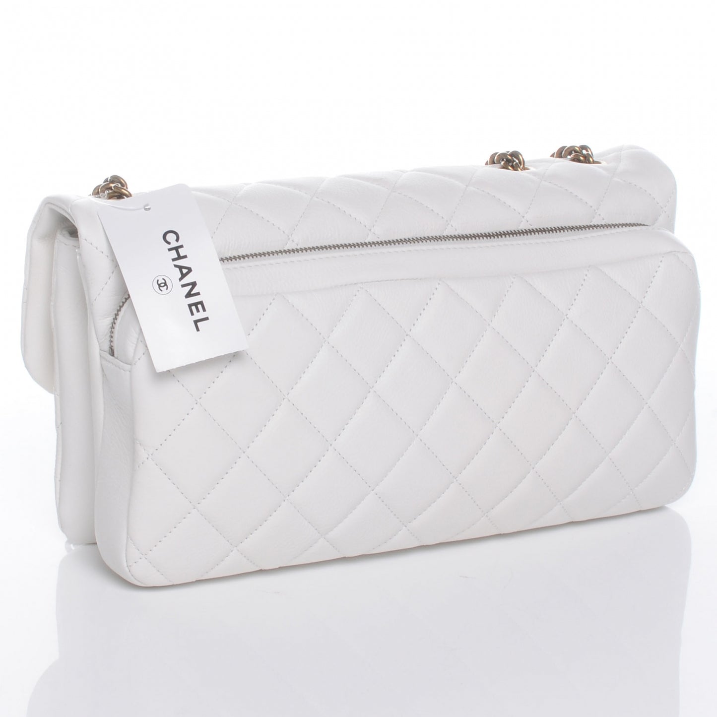 Calfskin CC Crown Medium Flap White