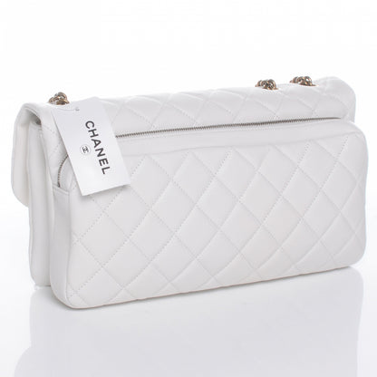 Chanel Calfskin CC Crown Medium Flap White 3 of 9