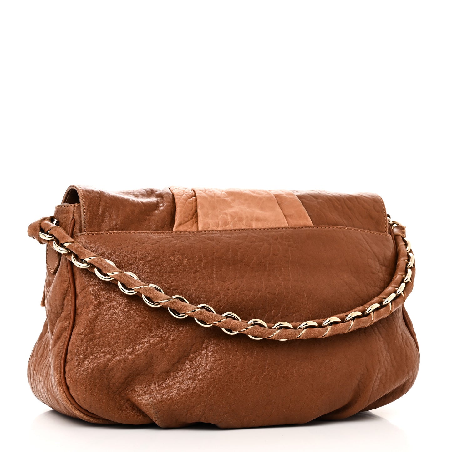 Crinkled Lambskin Mia Shoulder Flap Camel