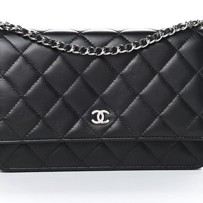 Chanel Lambskin Quilted Wallet On Chain WOC Black 9 of 16